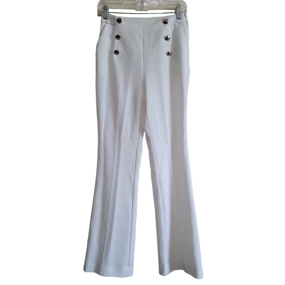H&M Women's Cream Straight Leg Pants Sz 4
